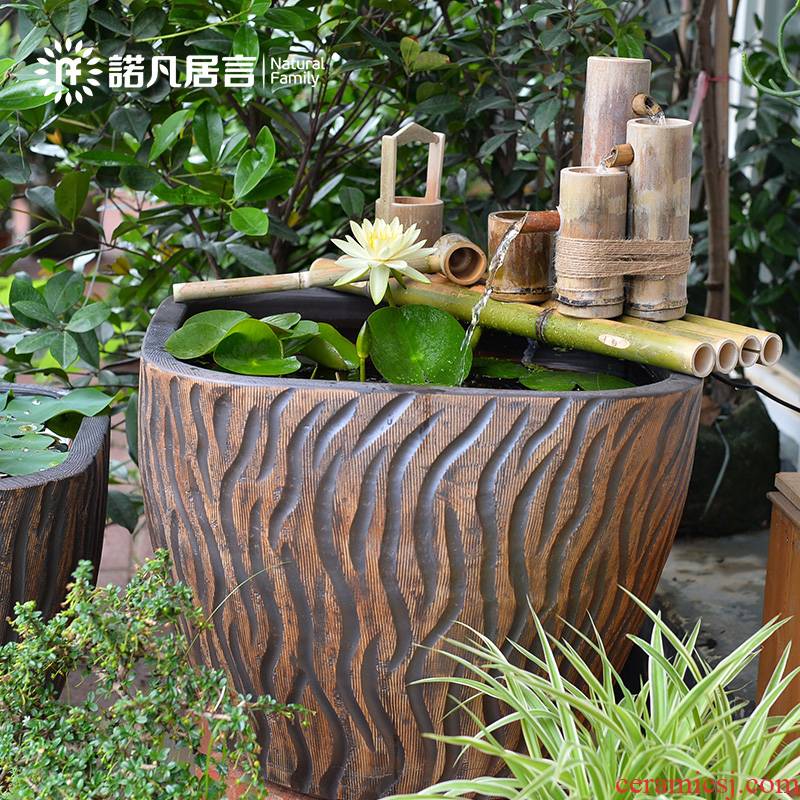 Jingdezhen ceramic fish tank water furnishing articles coarse pottery basin of the lotus pond lily bowl goldfish tank cylinder landscape the tortoise