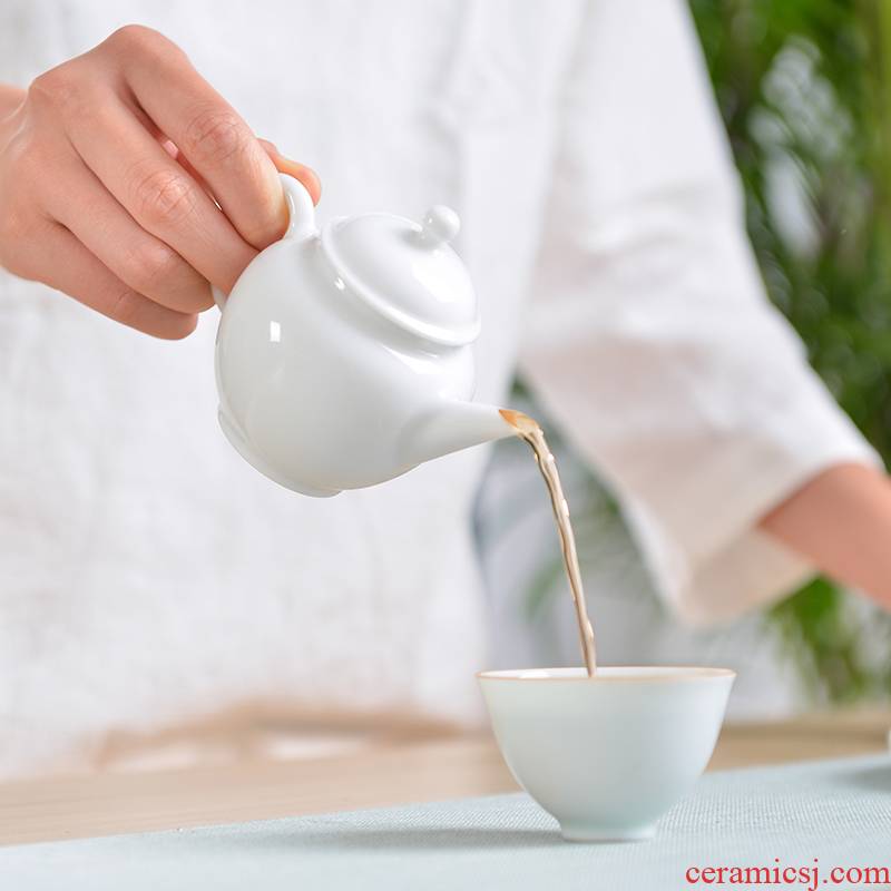 One thousand fire teapot jingdezhen ceramic suit contracted restoring ancient ways of filter tea mini small white porcelain single pot