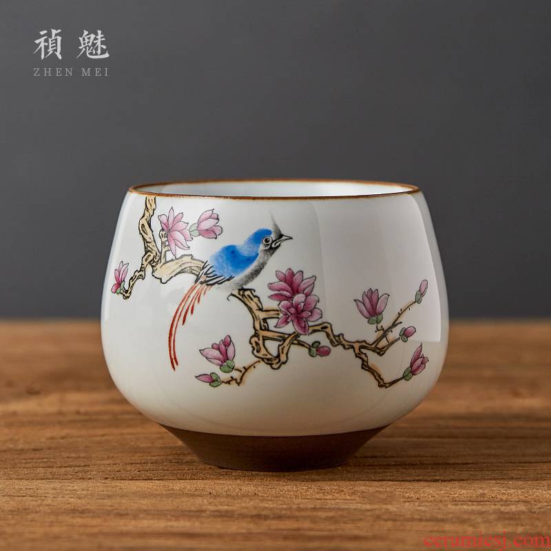 Shot incarnate all hand up painting of flowers and a cup of jingdezhen ceramic kung fu tea master sample tea cup cup personal single CPU