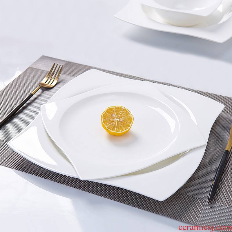 Pure white ipads porcelain jingdezhen special dinner plate ceramic plate cake plate cold dish plate hot plate steak plate