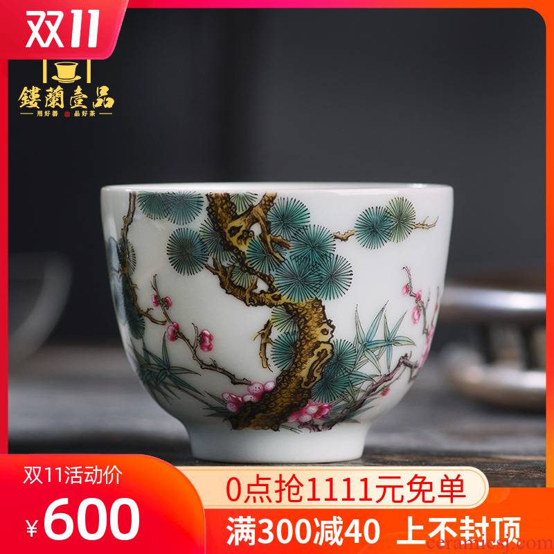 Jingdezhen ceramic whole poetic age of hand - made of pastel masters cup kung fu tea cup personal tea cup