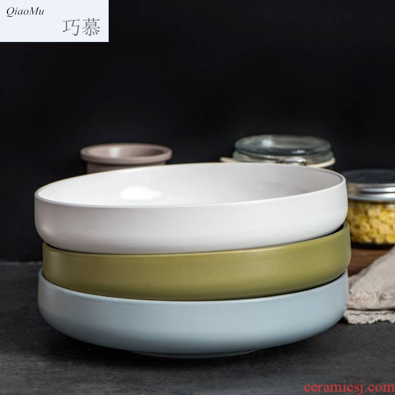 Qiam qiao mu creative American large ceramic bowl of fish head salad bowl household microwave tableware in Manhattan