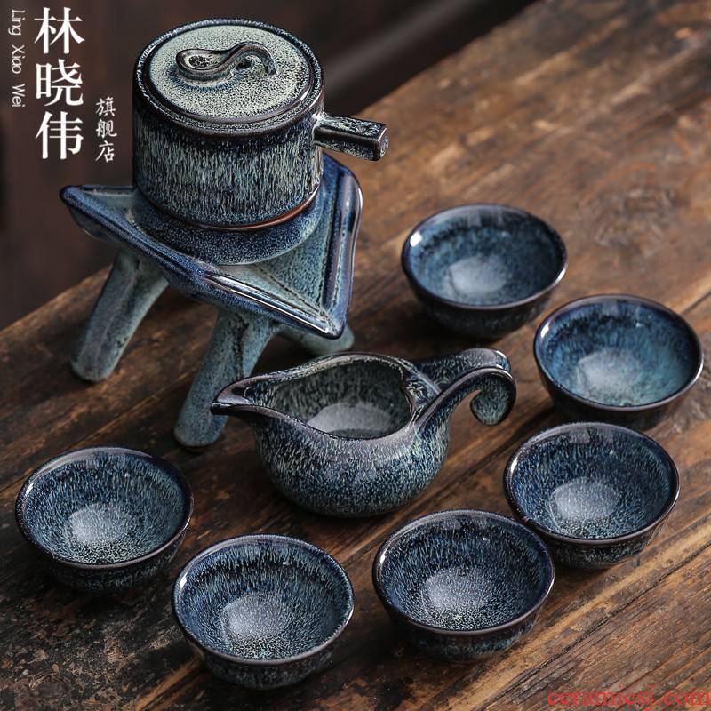 Lin Xiaowei ceramic kung fu tea set household masterpieces with YinJian lamp automatic variable lazy stone mill tea set
