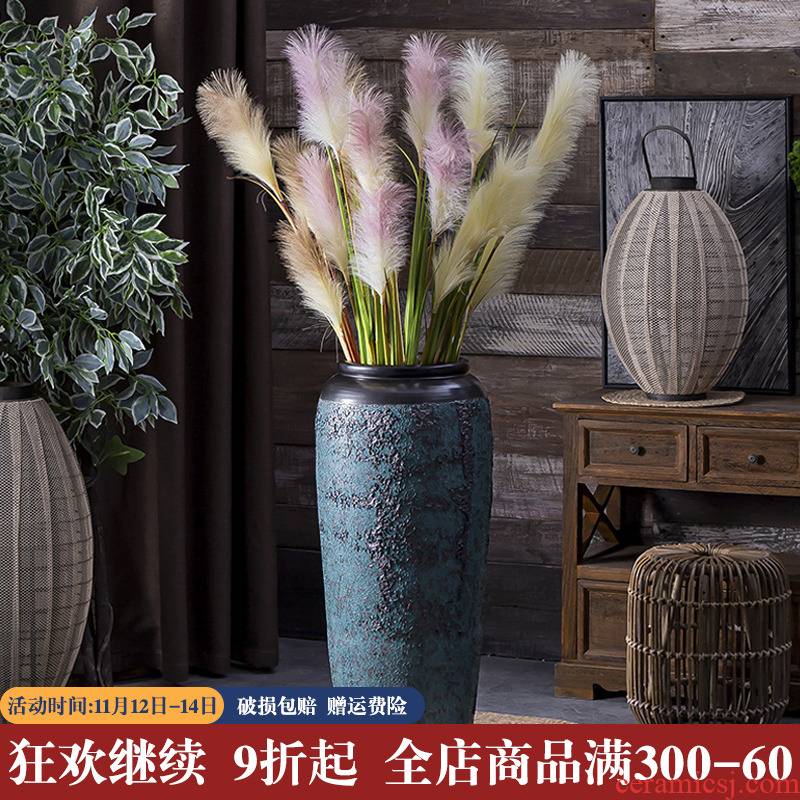 Heavy jingdezhen ceramic vase flower garden furnishing articles pottery urn sitting room ground large do old vintage flower pot