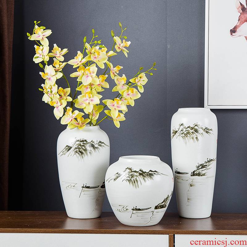 Jingdezhen hand - made ink painting in furnishing articles dried flower vase modern Chinese style household, sitting room porch decoration ceramics