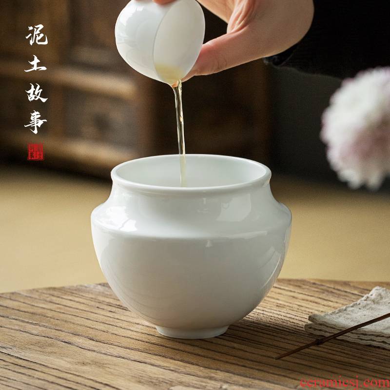 Sweet Bai Jianshui jingdezhen ceramic kung fu tea tea to wash the parts writing brush washer from household hot cup bowl cylinder water jar