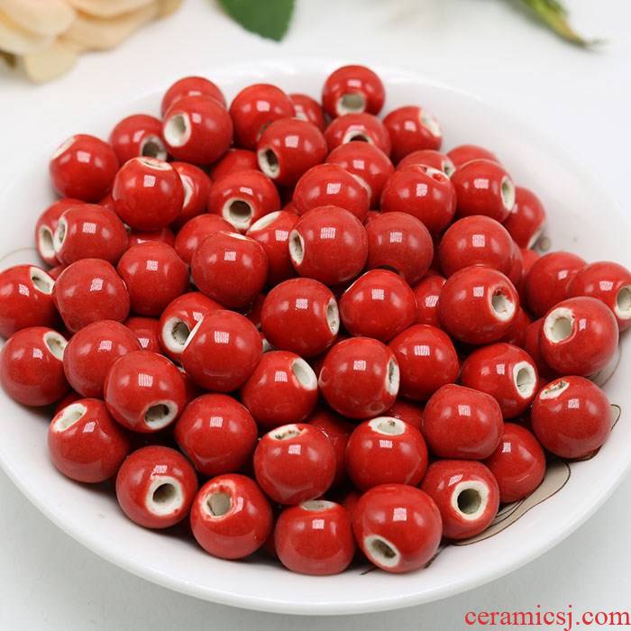 Big red beads bright red ceramic beads porcelain beads Chinese knot accessories large mail eye 6 mm ~ 12 mm