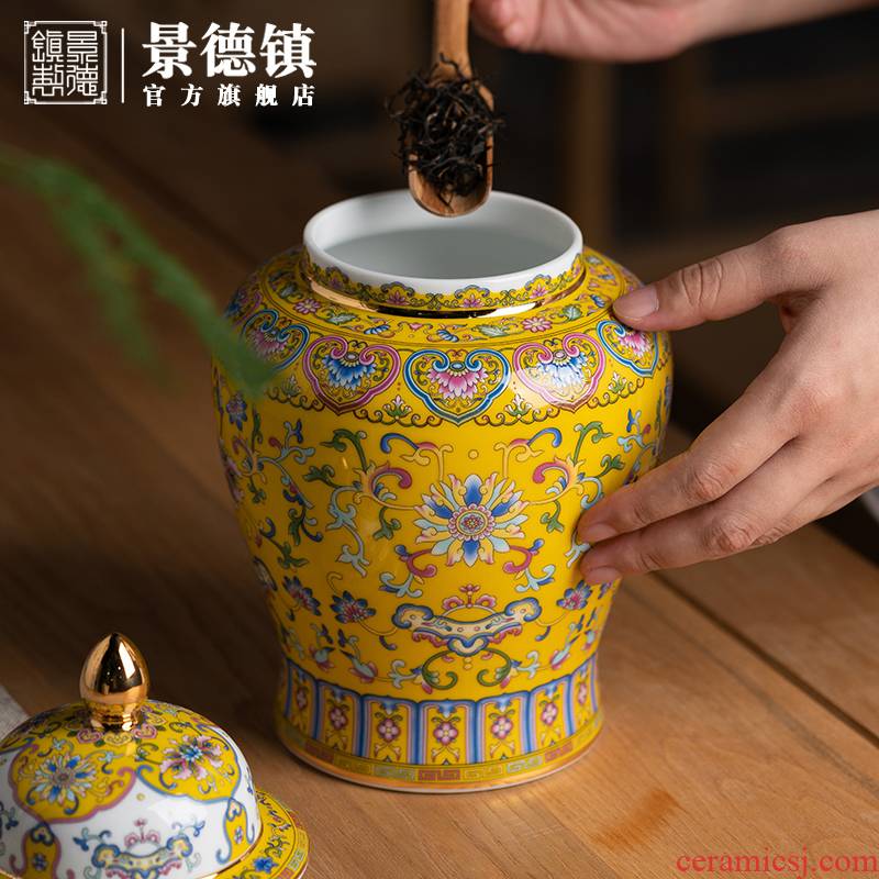 Jingdezhen flagship store of the see colour full wrapped in lotus flower general ceramic tea pot furnishing articles in the jar