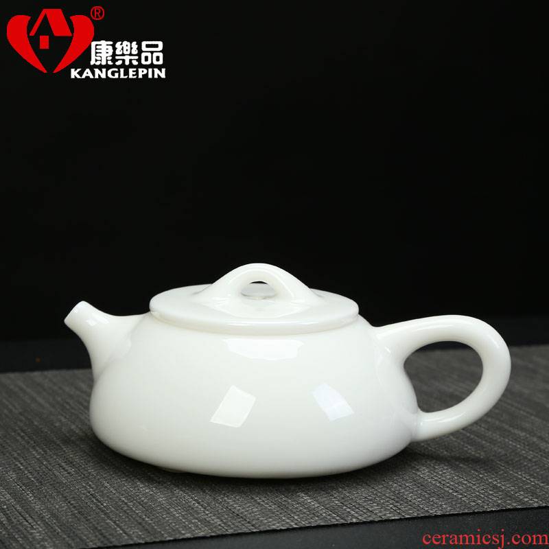 Recreational product white porcelain little shih tzu kung fu tea set large jade pot of dehua porcelain ceramics filter stone pot of single teapot