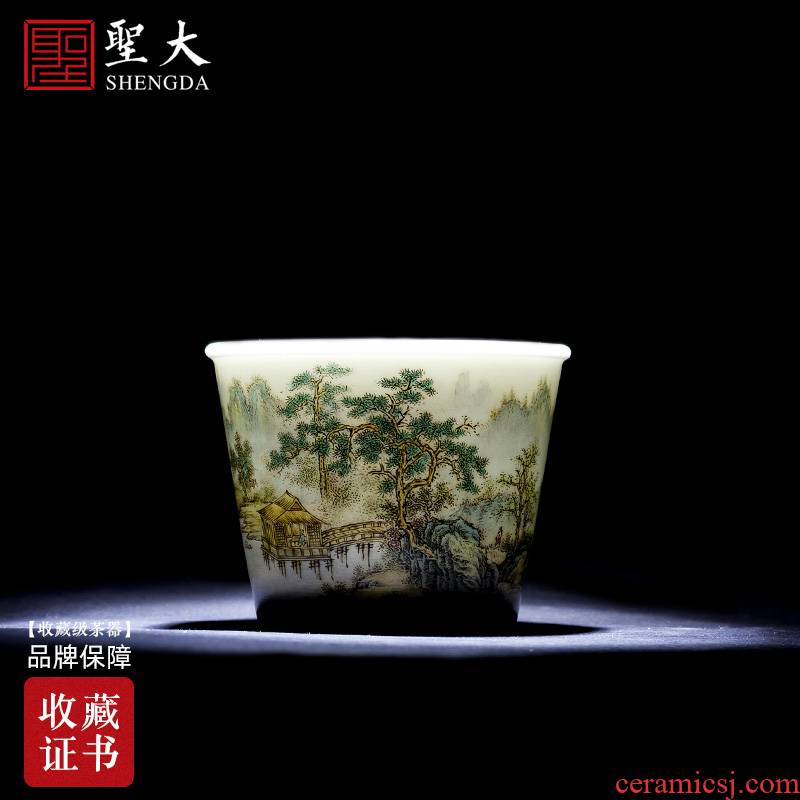 St the ceramic kongfu master cup hand - made pastel remote mountain attendants cylindrical cup sample tea cup of jingdezhen tea service by hand