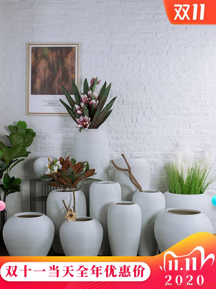 Jingdezhen ceramic manual floor vase zen flower POTS restaurants hotel villa landscape ceramic cylinder jars