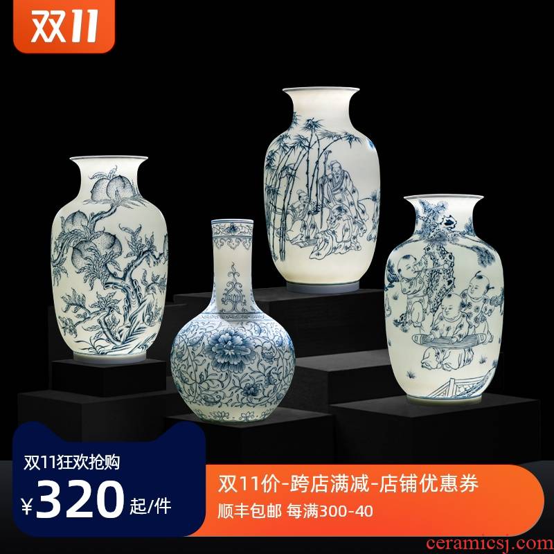 Vase furnishing articles flower arrangement sitting room adornment creative bottles of jingdezhen ceramic vases, tea table of Chinese style