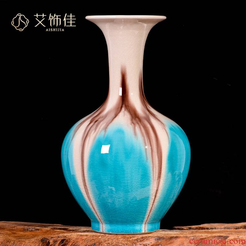 Jingdezhen ceramic up crack borneol blue vase creative home TV ark, the sitting room porch handicraft furnishing articles