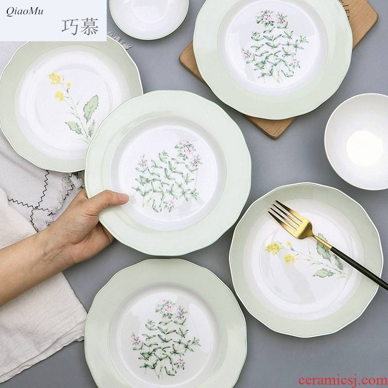Qiao mu jingdezhen Chinese ipads porcelain tableware suit household ceramics dishes suit creative lotus expressions using tray