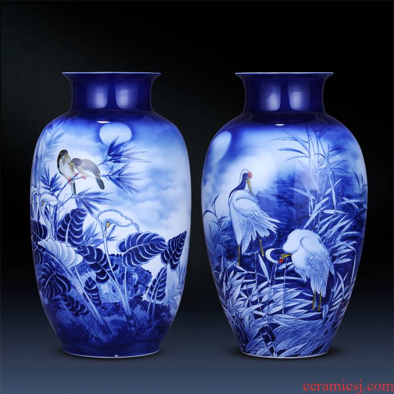 Jingdezhen ceramics hand - made of blue and white porcelain vase landed large expressions using bottles home sitting room adornment is placed