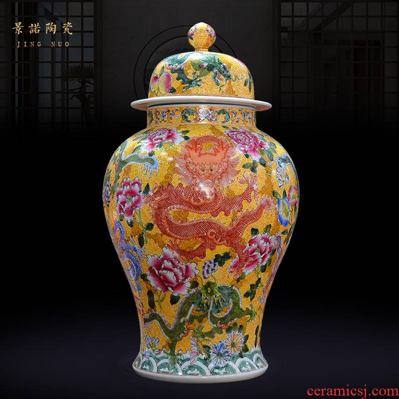 Jingdezhen ceramics archaize the qing qianlong enamel dragon grain general pot vase Chinese crafts are sitting room