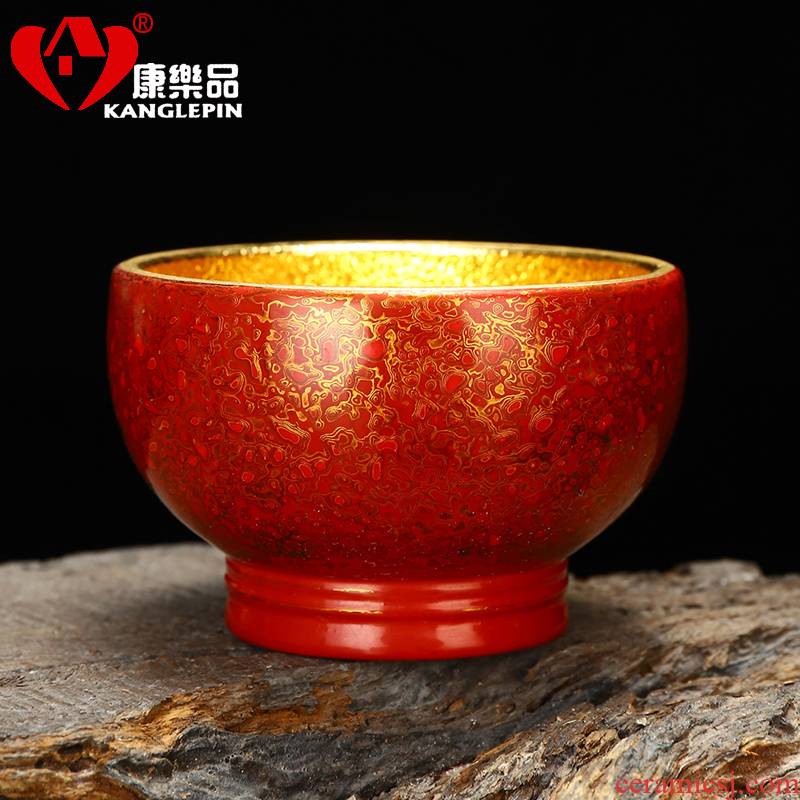 Recreation is tasted Chinese lacquer rhinoceros leather technology capacity of 140 ml of Chinese lacquer violet arenaceous gold cup sample tea cup lacquer tea set