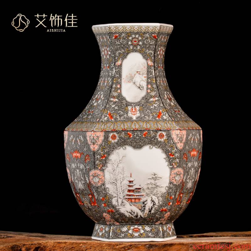 Jingdezhen enamel made pottery flower arrangement of the study of new Chinese style household porcelain vase, the sitting room porch decoration handicraft furnishing articles