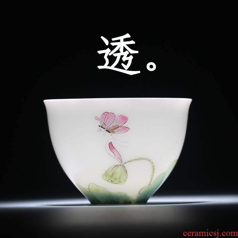 The Fire master cup one thousand cups of jingdezhen ceramic tea set kung fu tea cup flower bloom sample tea cup white porcelain