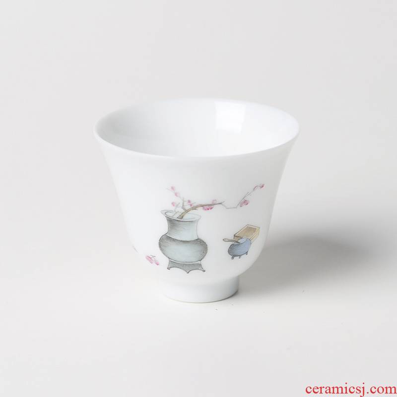 One thousand fire kung fu tea cups of jingdezhen ceramic sample tea cup hand - made bluish white porcelain tea cups personal single CPU