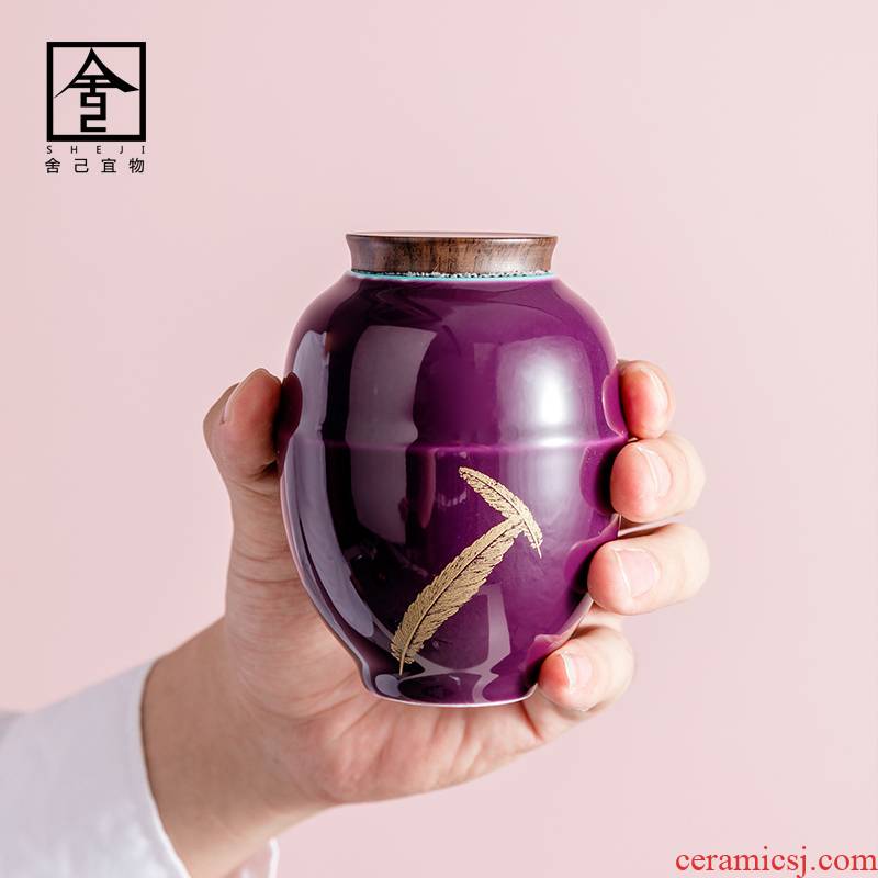 The Self - "appropriate content caddy fixings gold feather platycodon grandiflorum violet POTS of jingdezhen seal pot small Japanese ceramic pot