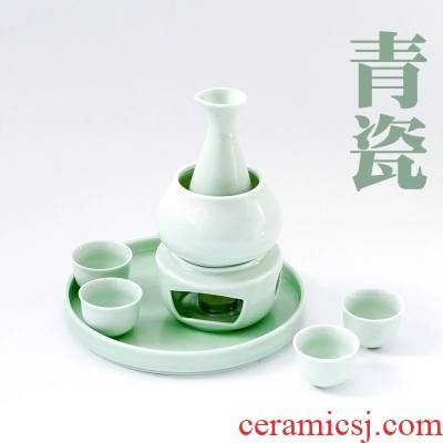 Qiao mu home 3 two belts base ceramic wine bottle temperature wine wine liquor cup warm wine bottle wine set porcelain