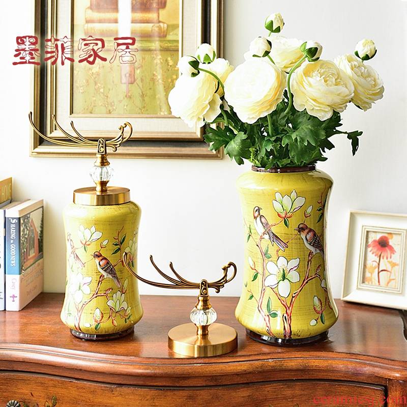 American light key-2 luxury ceramic vase furnishing articles European creative living room TV ark, wine porch decoration home decoration