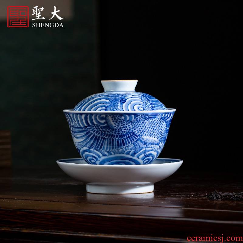 St large ceramic three tureen pure hand - made porcelain work YunFeng full grain tureen tea bowl of jingdezhen tea service by hand