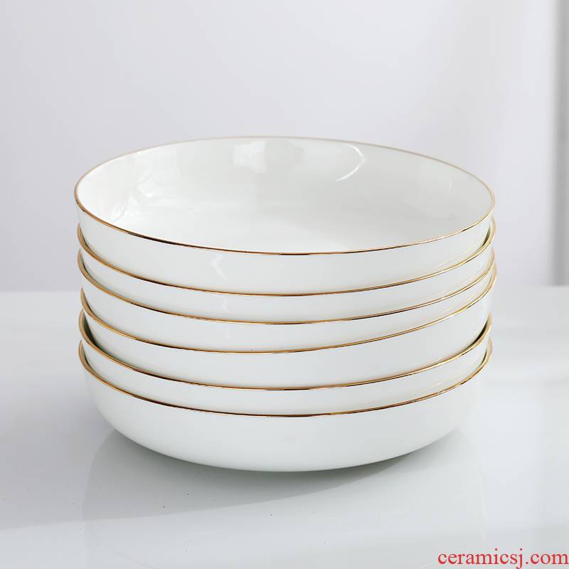 Ceramic plate suit creative household deep dish Jin Bianshang jingdezhen porcelain ipads son dish dish dish plate combination