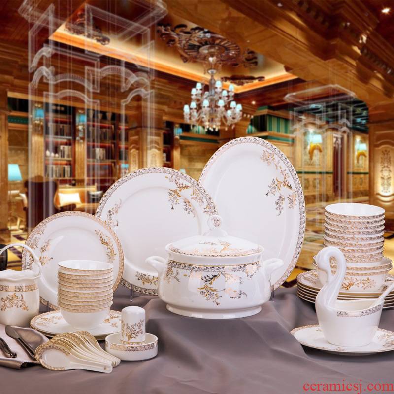 Fuels the European jingdezhen ceramic tableware suit sun island swan lake ipads porcelain bowl dish household ipads China