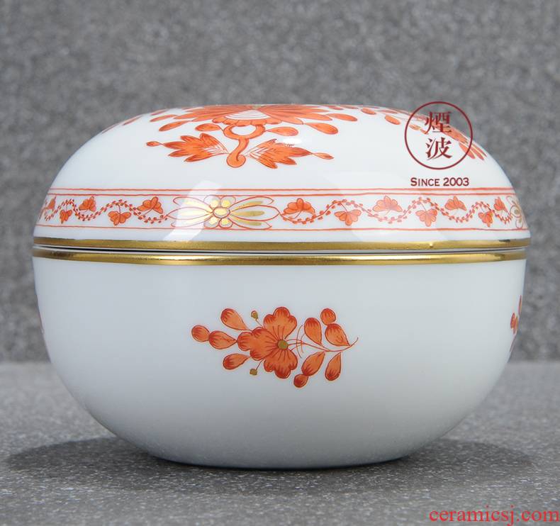 German mason mason meisen new clipping persimmon red porcelain India candy box flowers POTS store content box