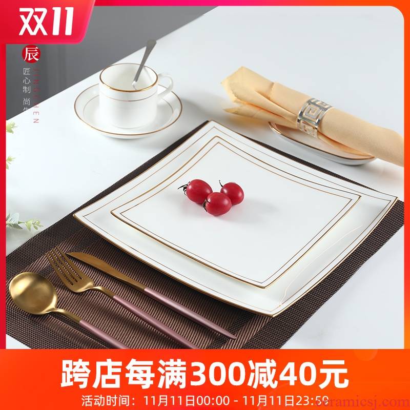 Contracted western - style steak tableware suit household European - style ipads China western food steak plate flat ceramic plate snack plate