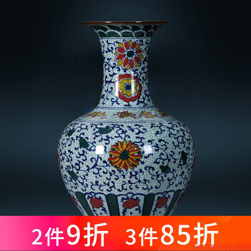 Jingdezhen ceramics large antique hand - made of blue and white porcelain vase home sitting room flower arranging ground adornment furnishing articles