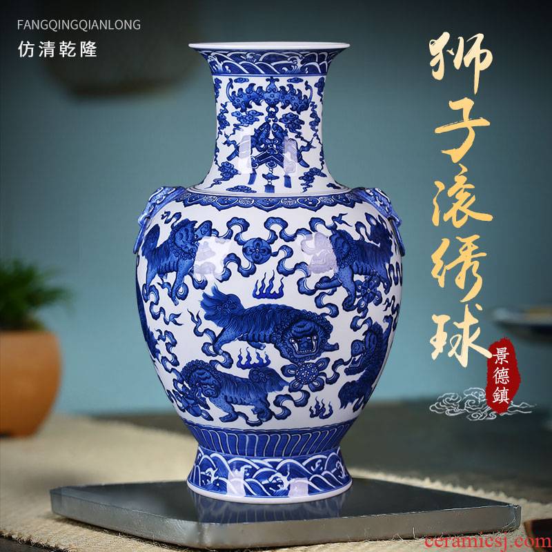 Jingdezhen porcelain vases, antique Chinese blue and white porcelain flower arrangement sitting room office furnishing articles home decoration