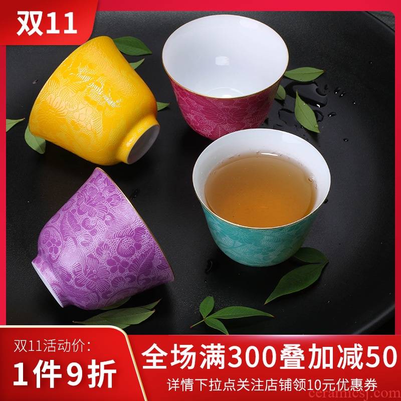 Kung fu xin MAO teaset jingdezhen ceramics cup manual pick flowers sample tea cup 80 ml single CPU master cup a cup