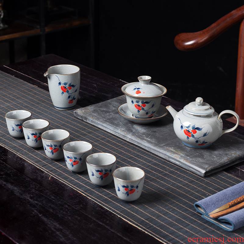 Elder brother up the was suit home sitting room visitor jingdezhen ceramic high - grade tea kung fu tea cups small sets of the teapot