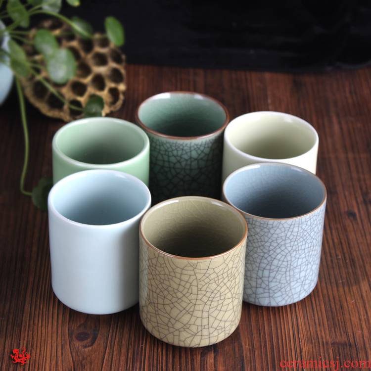 Longquan celadon ceramics kung fu tea set six color cup cup mugs to welcome the personal authenticity cup cup gift boxes