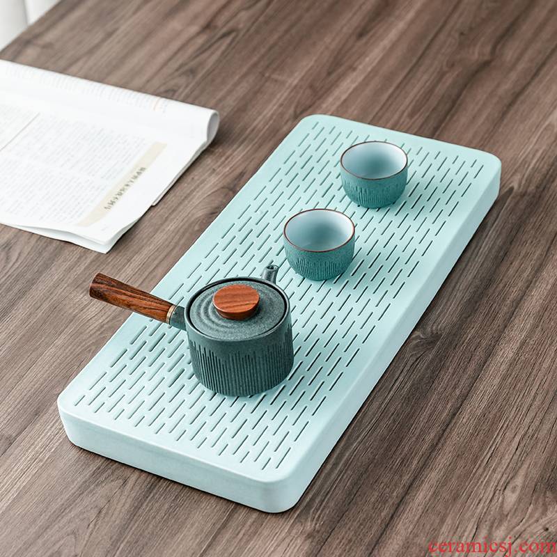 RenXin Japanese ceramic tea tray was rectangular drainage household dry tea table drop small tea table storage type contracted tray