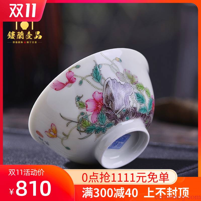 Jingdezhen hand - made imitation the qing qianlong corn poppy enamel acknowledged 盌 ceramic tea set master single cups of tea cups