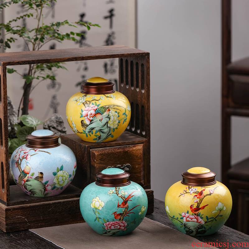 Tea pot jingdezhen ceramic POTS home double metal cover seal black Tea, green Tea POTS large capacity