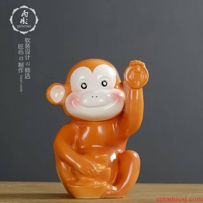 Express monkey made ceramic monkey furnishing articles creative express Chinese zodiac office desktop decoration process