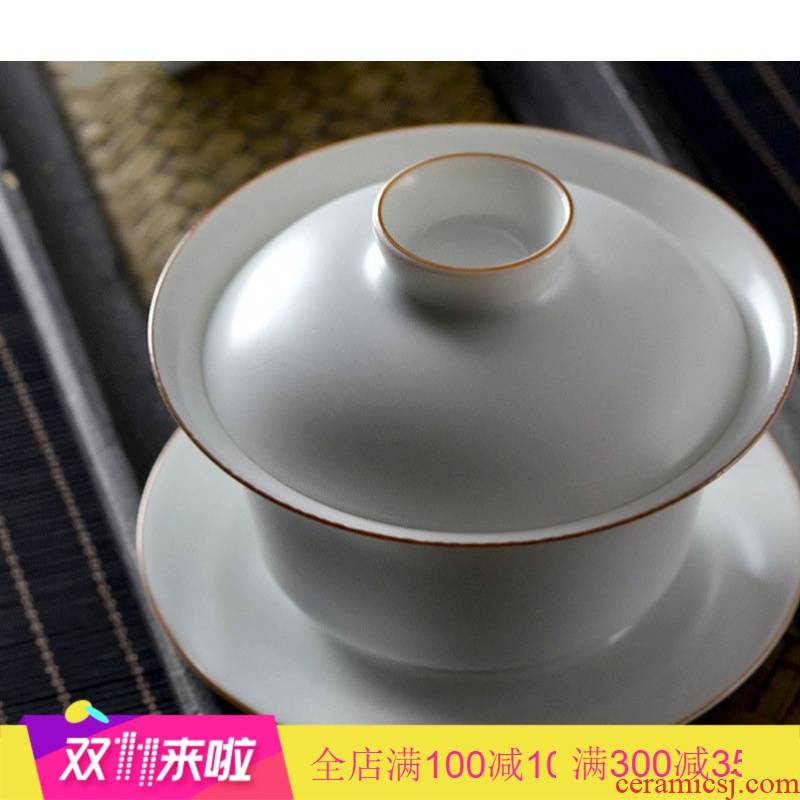 The Poly real scene know jingdezhen pure manual white ceramic tureen tea cups white porcelain only three large bowl tea cups