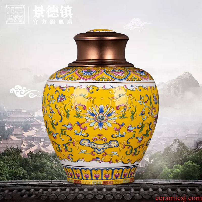 Jingdezhen flagship store China wind restoring ancient ways is bound branch lotus caddy fixings boutique high - end household ceramic tea pot POTS