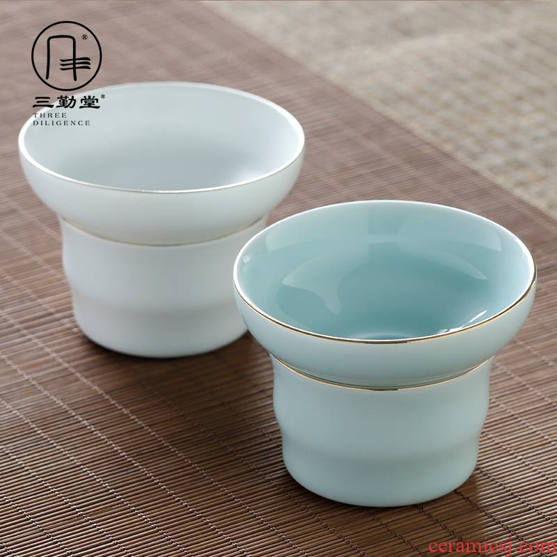 Three frequently hall bamboo shadow green ceramic) tea tea set filtration mesh kung fu tea accessories S01011 saucer