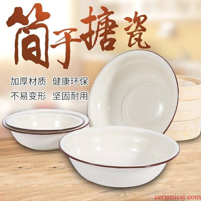 Enamel basin more nostalgic kitchen household size and old soup basin tang porcelain pond bowls iron w