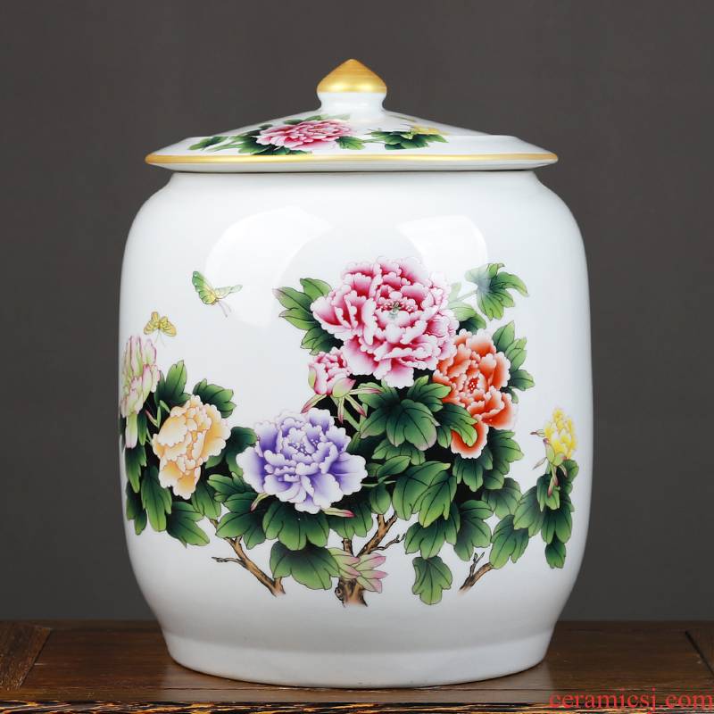 Jingdezhen ceramic barrel of flour cylinder cylinder tank caddy fixings sealing can save up tea cake as cans puer tea tea urn