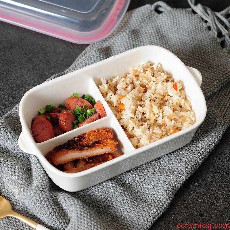 Lunch box Lunch to separate students working with rice dish boxes set points, Japanese ceramics microwave oven