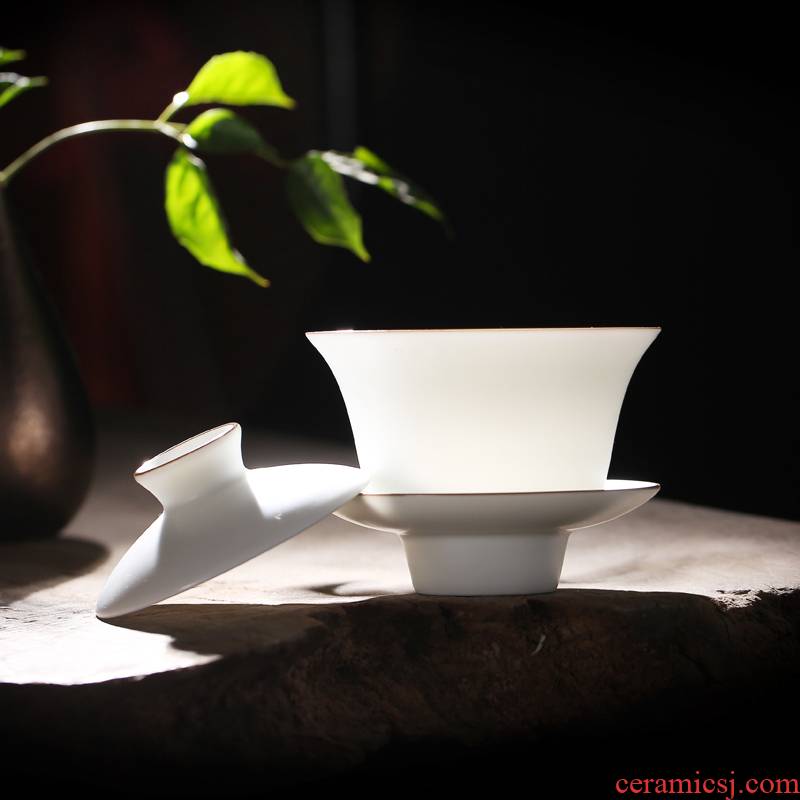 White porcelain tureen jingdezhen ceramic cups in thousand fire heat home suits for your up pu - erh tea tureen large three