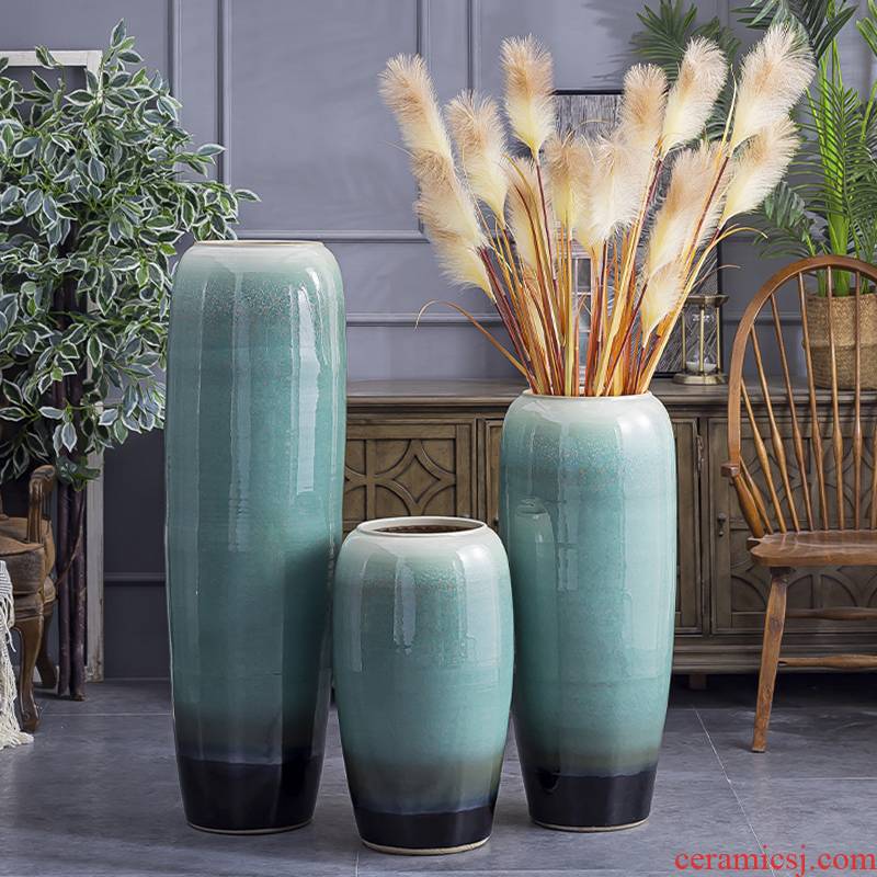 I and contracted jingdezhen ceramic American large green vase furnishing articles sitting room ground European - style Chinese flower arranging furnishing articles