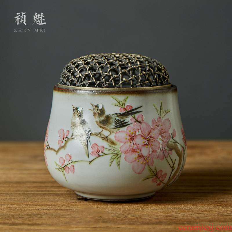 Shot incarnate your up hand - made water peach incense buner jingdezhen ceramic kung fu tea accessories home head smoked